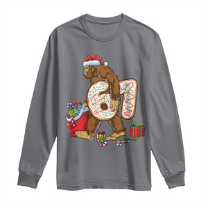 Christmas Bigfoot 67 Meme Long Sleeve Shirt Funny Six Seven Gen Alpha Slang Sasquatch TS10 Charcoal Print Your Wear