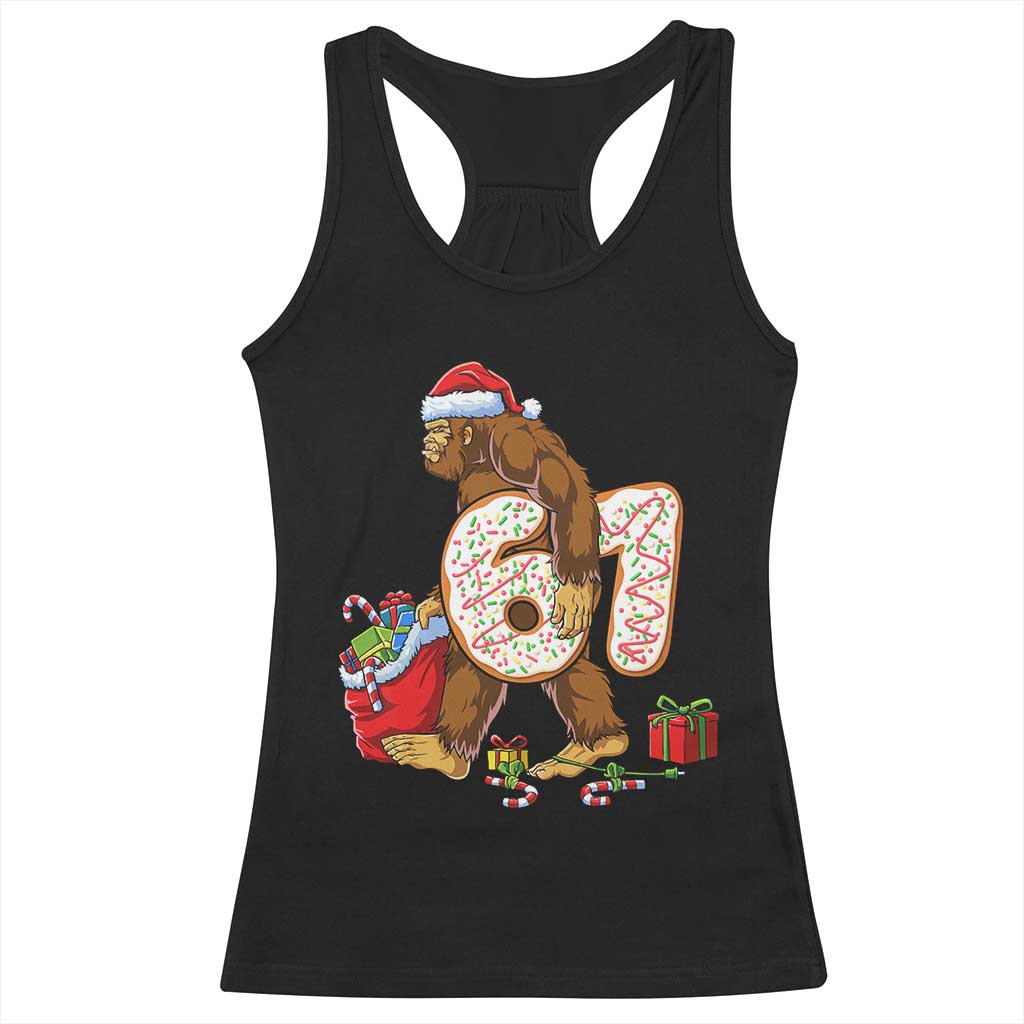 Christmas Bigfoot 67 Meme Racerback Tank Top Funny Six Seven Gen Alpha Slang Sasquatch TS10 Black Print Your Wear