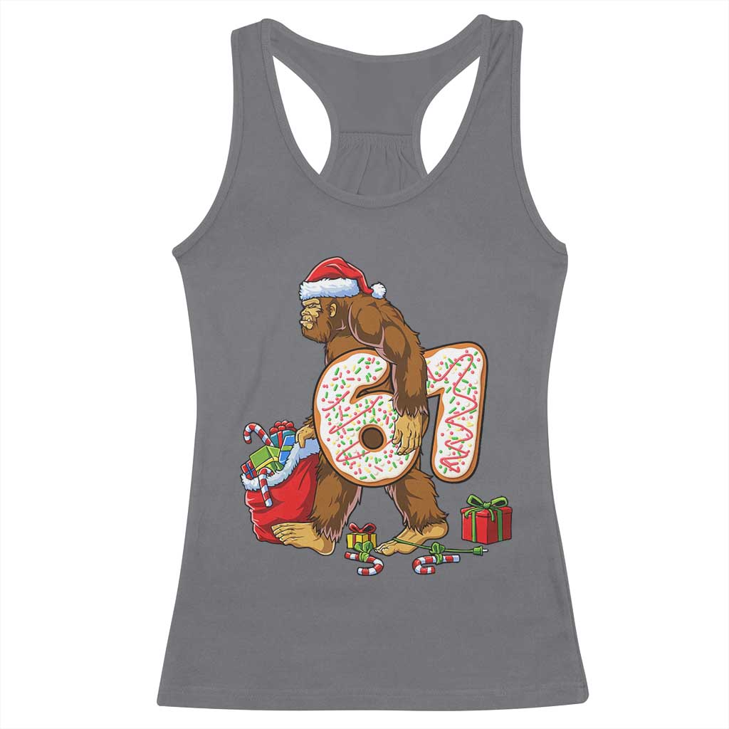 Christmas Bigfoot 67 Meme Racerback Tank Top Funny Six Seven Gen Alpha Slang Sasquatch TS10 Charcoal Print Your Wear