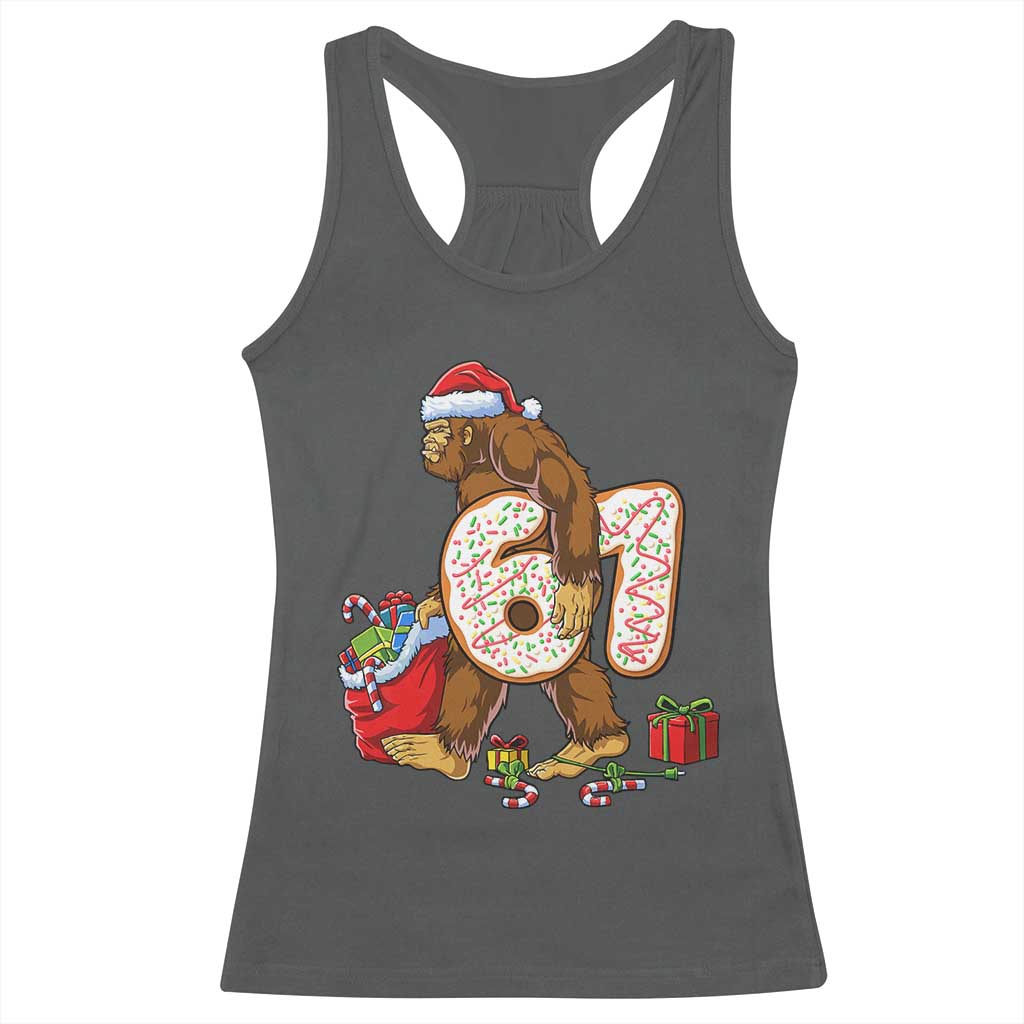 Christmas Bigfoot 67 Meme Racerback Tank Top Funny Six Seven Gen Alpha Slang Sasquatch TS10 Dark Heather Print Your Wear
