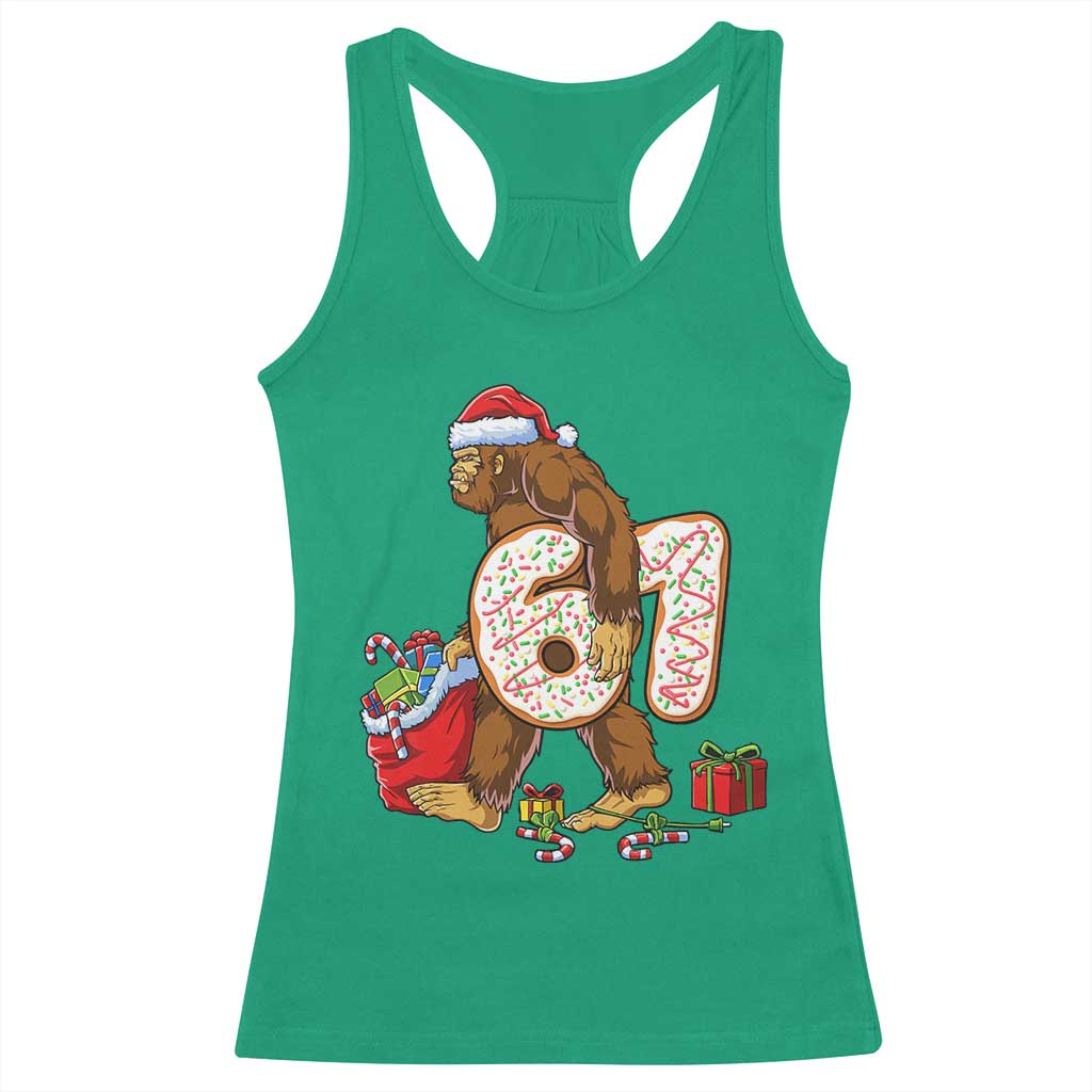 Christmas Bigfoot 67 Meme Racerback Tank Top Funny Six Seven Gen Alpha Slang Sasquatch TS10 Irish Green Print Your Wear