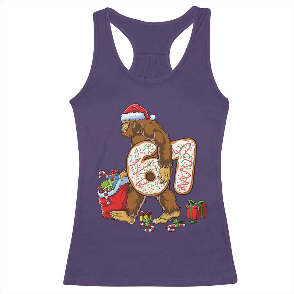 Christmas Bigfoot 67 Meme Racerback Tank Top Funny Six Seven Gen Alpha Slang Sasquatch TS10 Purple Print Your Wear