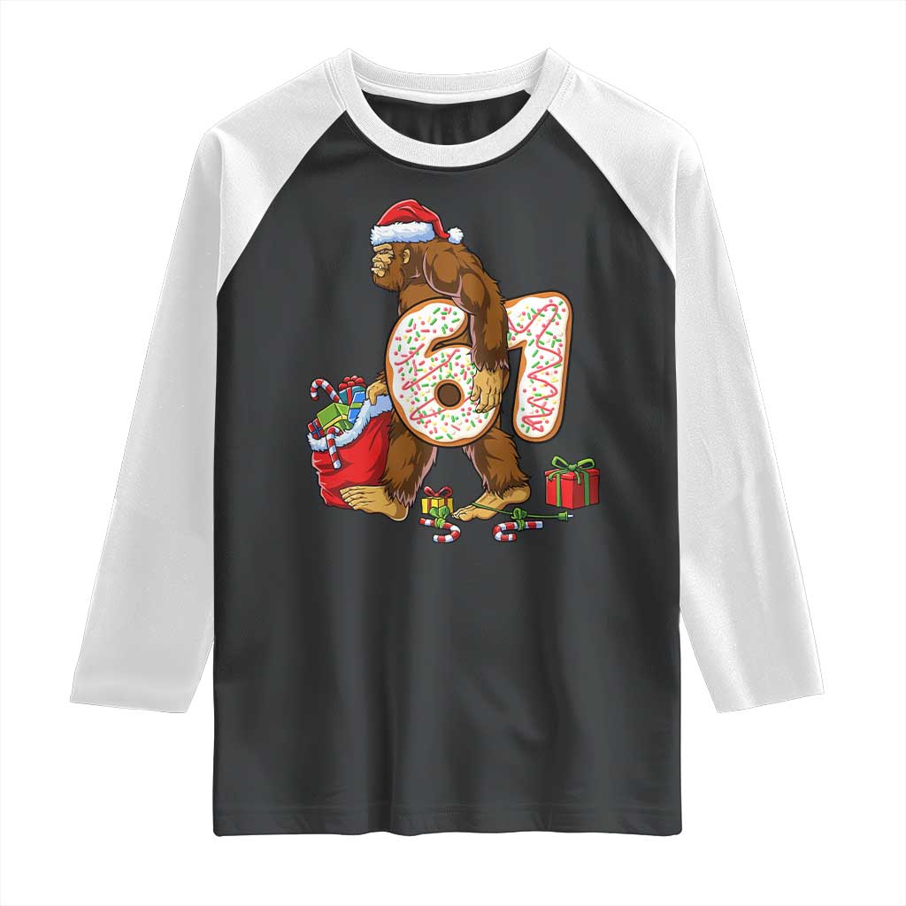 Christmas Bigfoot 67 Meme Raglan Shirt Funny Six Seven Gen Alpha Slang Sasquatch TS10 Black White Print Your Wear