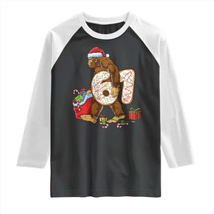 Christmas Bigfoot 67 Meme Raglan Shirt Funny Six Seven Gen Alpha Slang Sasquatch TS10 Black White Print Your Wear