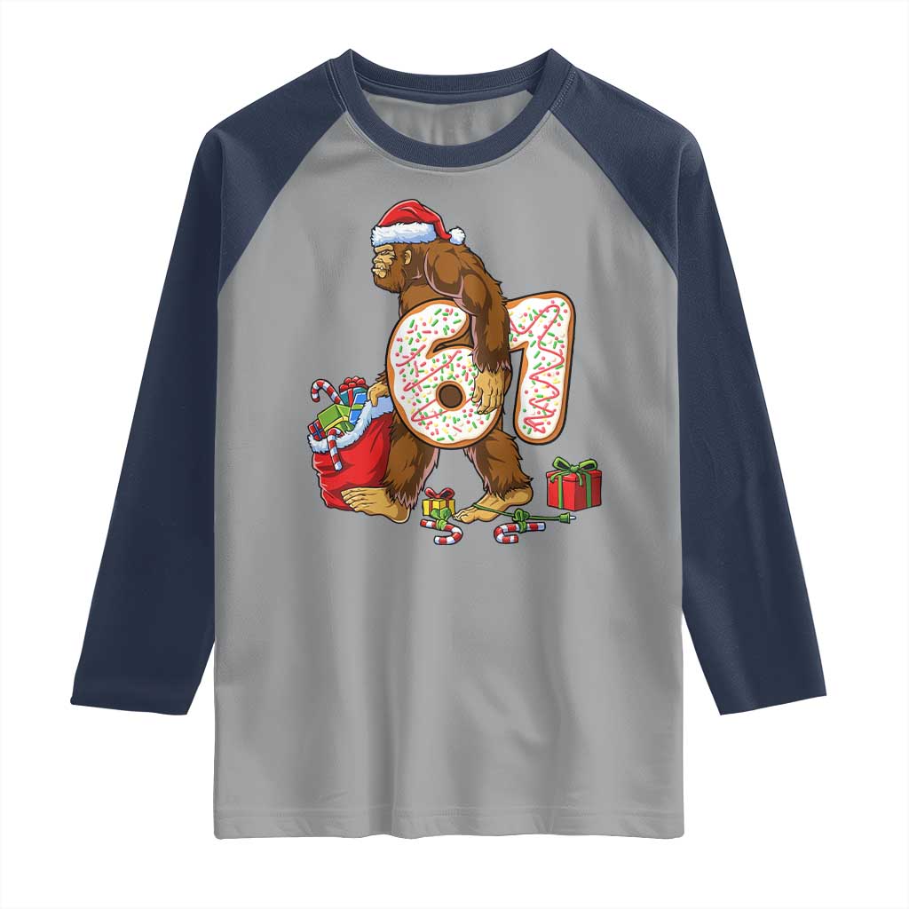 Christmas Bigfoot 67 Meme Raglan Shirt Funny Six Seven Gen Alpha Slang Sasquatch TS10 Sport Gray Navy Print Your Wear
