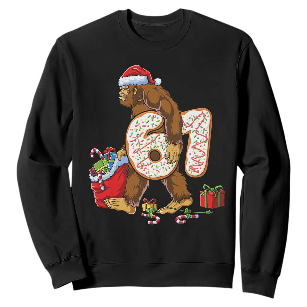Christmas Bigfoot 67 Meme Sweatshirt Funny Six Seven Gen Alpha Slang Sasquatch TS10 Black Print Your Wear