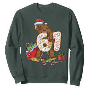 Christmas Bigfoot 67 Meme Sweatshirt Funny Six Seven Gen Alpha Slang Sasquatch TS10 Dark Forest Green Print Your Wear