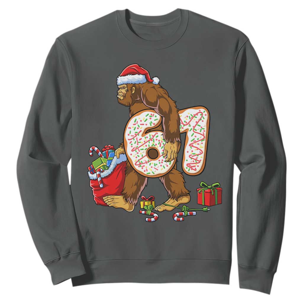 Christmas Bigfoot 67 Meme Sweatshirt Funny Six Seven Gen Alpha Slang Sasquatch TS10 Dark Heather Print Your Wear