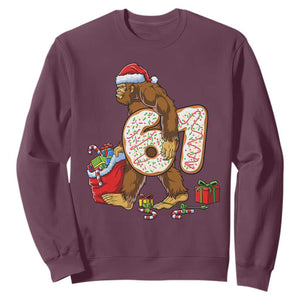 Christmas Bigfoot 67 Meme Sweatshirt Funny Six Seven Gen Alpha Slang Sasquatch TS10 Maroon Print Your Wear