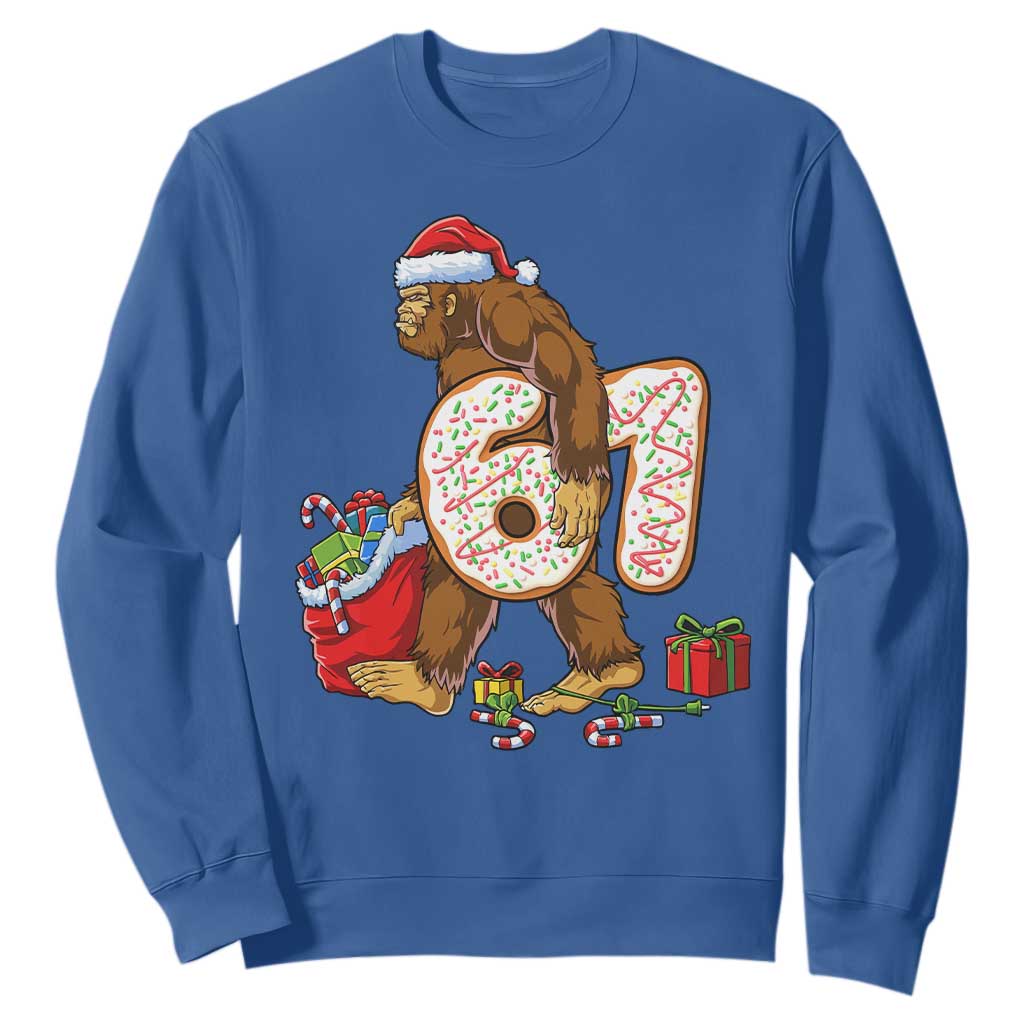 Christmas Bigfoot 67 Meme Sweatshirt Funny Six Seven Gen Alpha Slang Sasquatch TS10 Royal Blue Print Your Wear