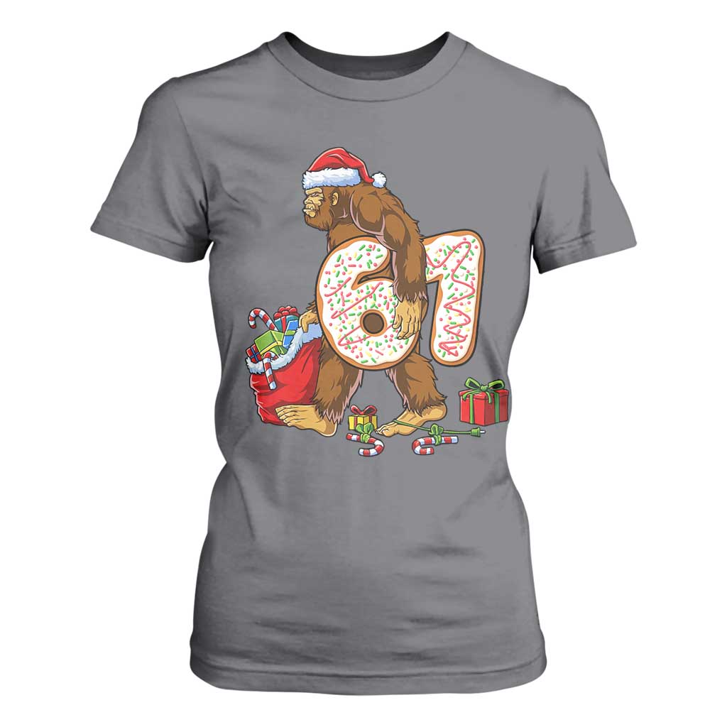 Christmas Bigfoot 67 Meme T Shirt For Women Funny Six Seven Gen Alpha Slang Sasquatch TS10 Charcoal Print Your Wear