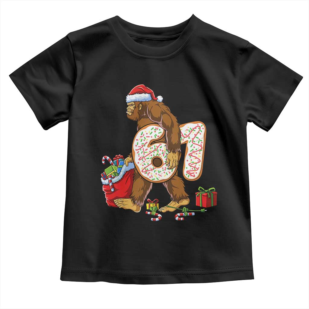 Christmas Bigfoot 67 Meme Toddler T Shirt Funny Six Seven Gen Alpha Slang Sasquatch TS10 Black Print Your Wear