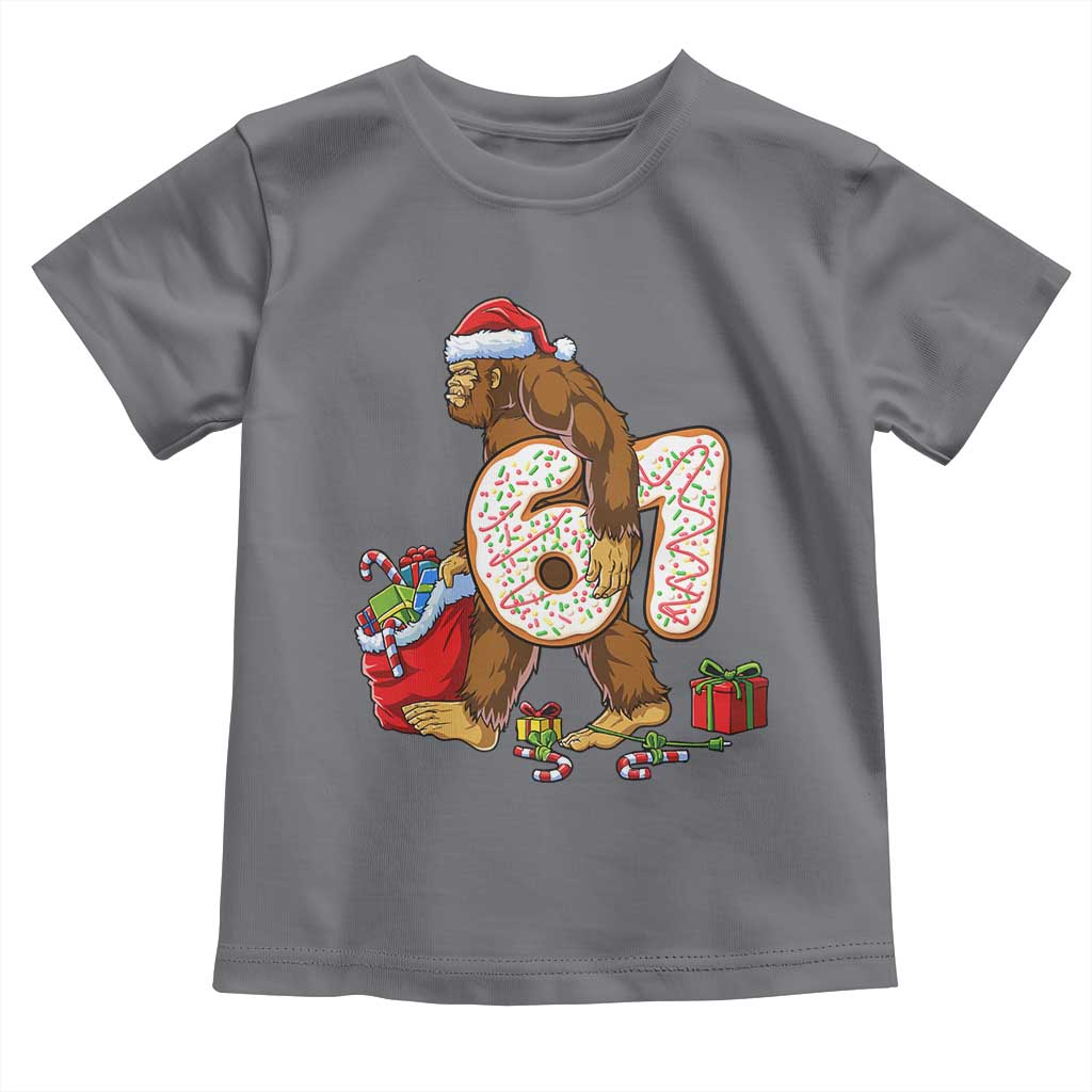 Christmas Bigfoot 67 Meme Toddler T Shirt Funny Six Seven Gen Alpha Slang Sasquatch TS10 Charcoal Print Your Wear