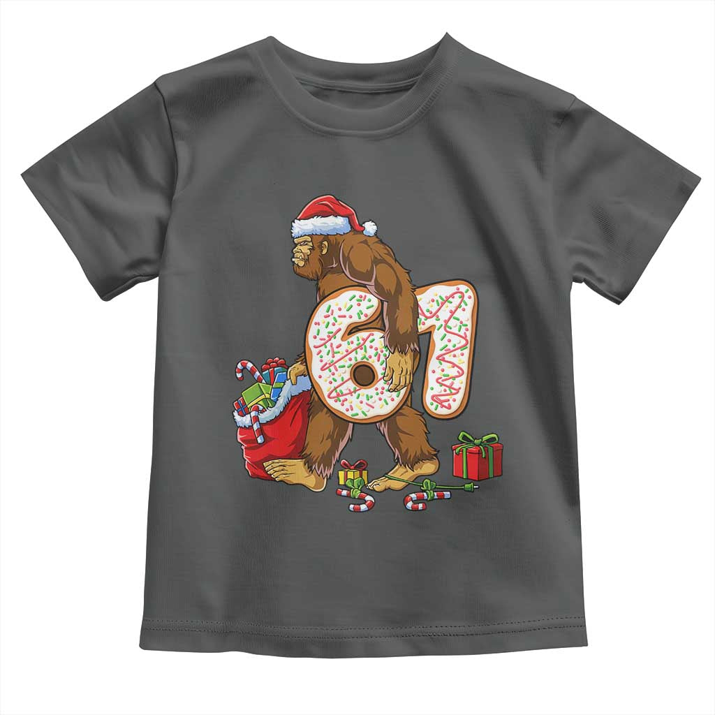 Christmas Bigfoot 67 Meme Toddler T Shirt Funny Six Seven Gen Alpha Slang Sasquatch TS10 Dark Heather Print Your Wear