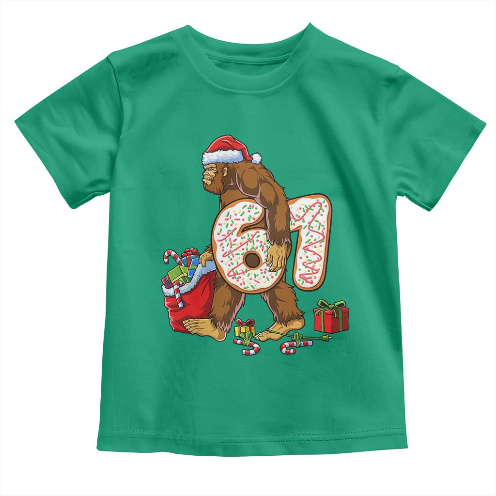 Christmas Bigfoot 67 Meme Toddler T Shirt Funny Six Seven Gen Alpha Slang Sasquatch TS10 Irish Green Print Your Wear