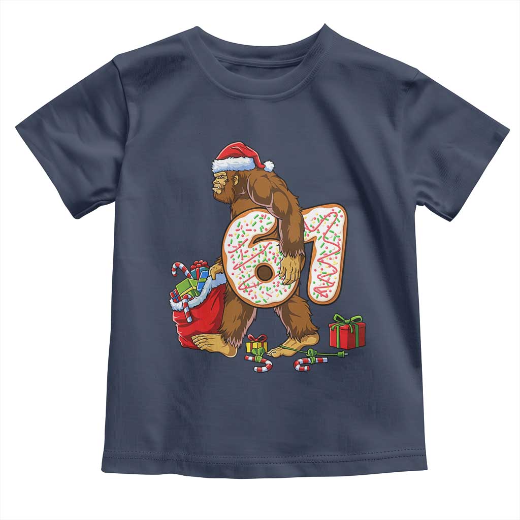 Christmas Bigfoot 67 Meme Toddler T Shirt Funny Six Seven Gen Alpha Slang Sasquatch TS10 Navy Print Your Wear