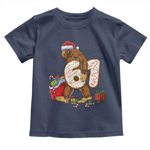 Christmas Bigfoot 67 Meme Toddler T Shirt Funny Six Seven Gen Alpha Slang Sasquatch TS10 Navy Print Your Wear