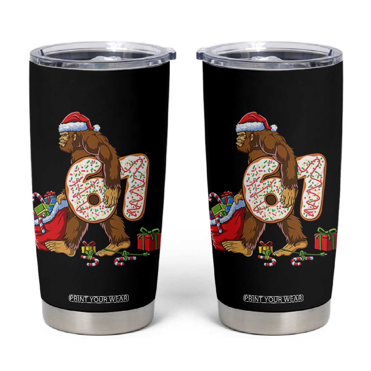 Christmas Bigfoot 67 Meme Tumbler Cup Funny Six Seven Gen Alpha Slang Sasquatch TS10 Black Print Your Wear