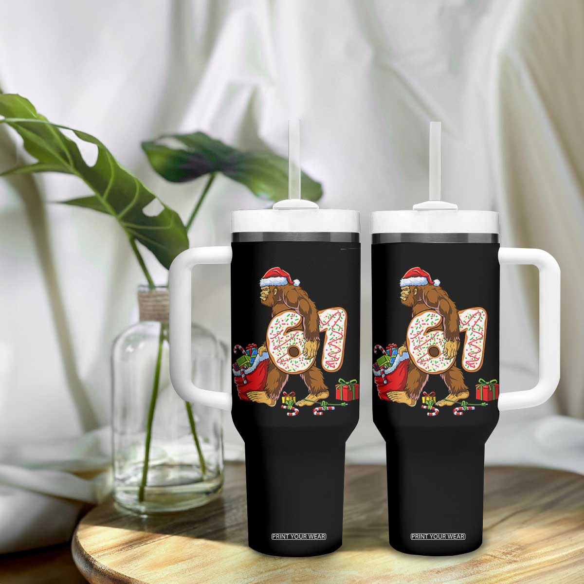 Christmas Bigfoot 67 Meme Tumbler With Handle Funny Six Seven Gen Alpha Slang Sasquatch TS10 Print Your Wear