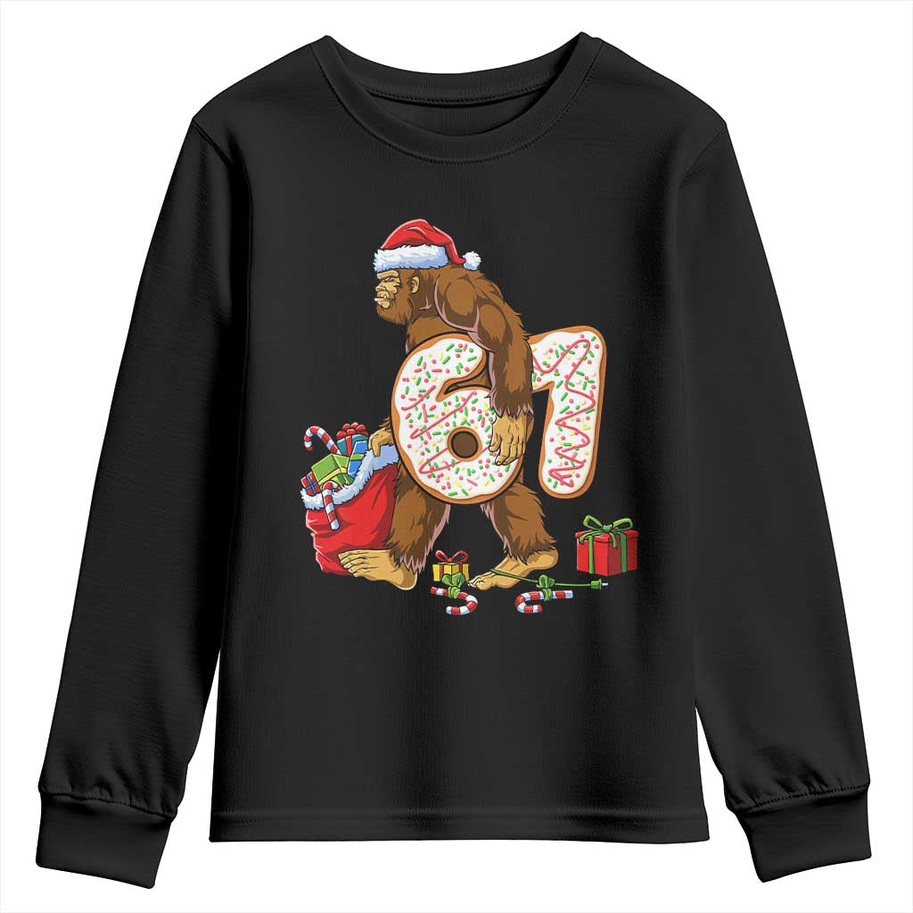 Christmas Bigfoot 67 Meme Youth Sweatshirt Funny Six Seven Gen Alpha Slang Sasquatch TS10 Black Print Your Wear