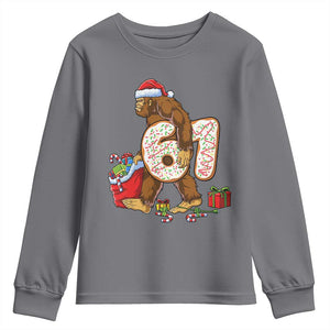Christmas Bigfoot 67 Meme Youth Sweatshirt Funny Six Seven Gen Alpha Slang Sasquatch TS10 Charcoal Print Your Wear