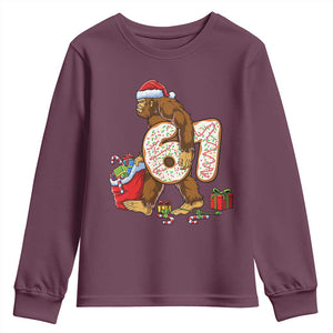 Christmas Bigfoot 67 Meme Youth Sweatshirt Funny Six Seven Gen Alpha Slang Sasquatch TS10 Maroon Print Your Wear