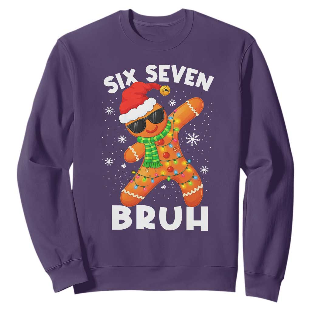 67 Christmas Six Seven Bruh Gingerbread Sweatshirt Funny Six Seven Meme Boys TS10 Purple Print Your Wear