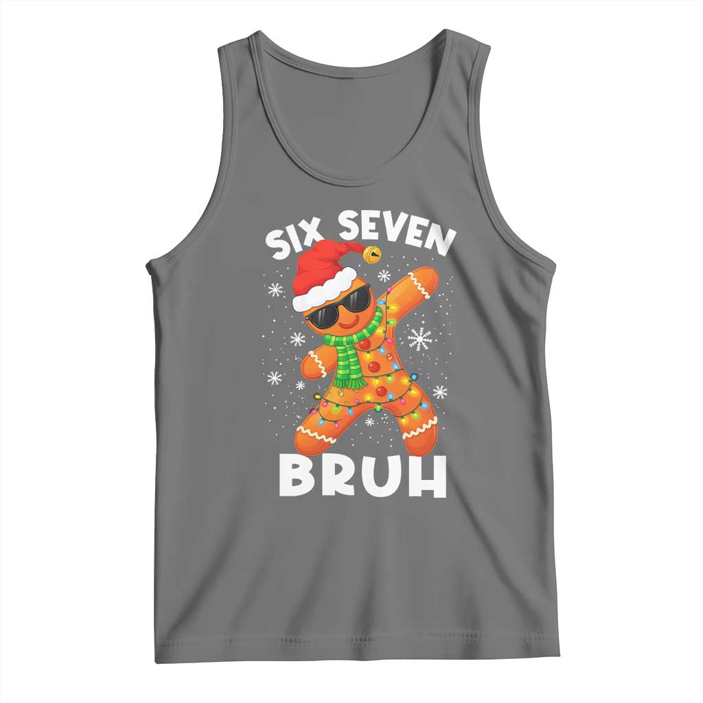 67 Christmas Six Seven Bruh Gingerbread Tank Top Funny Six Seven Meme Boys TS10 Black Heather Print Your Wear