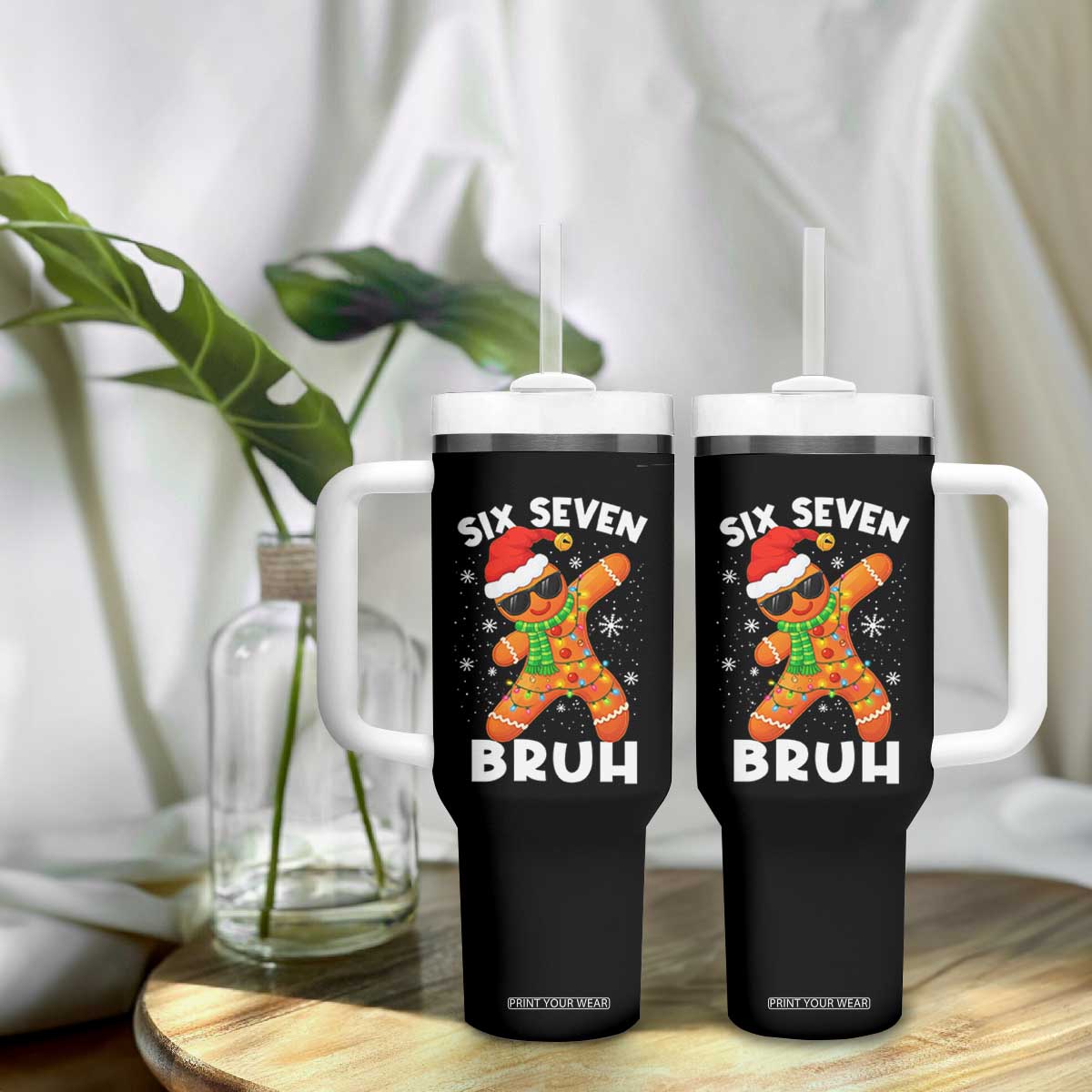67 Christmas Six Seven Bruh Gingerbread Tumbler With Handle Funny Six Seven Meme Boys TS10 Print Your Wear