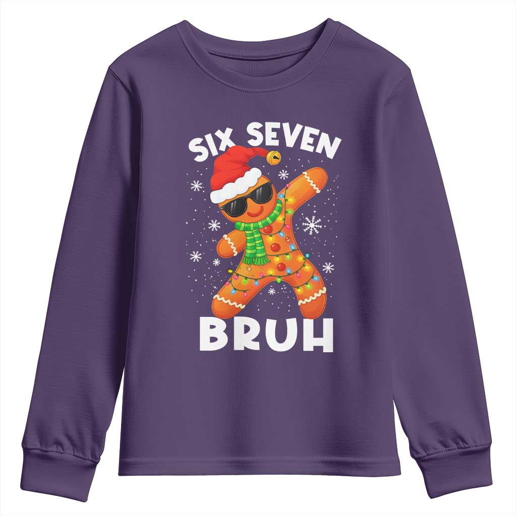 67 Christmas Six Seven Bruh Gingerbread Youth Sweatshirt Funny Six Seven Meme Boys TS10 Purple Print Your Wear