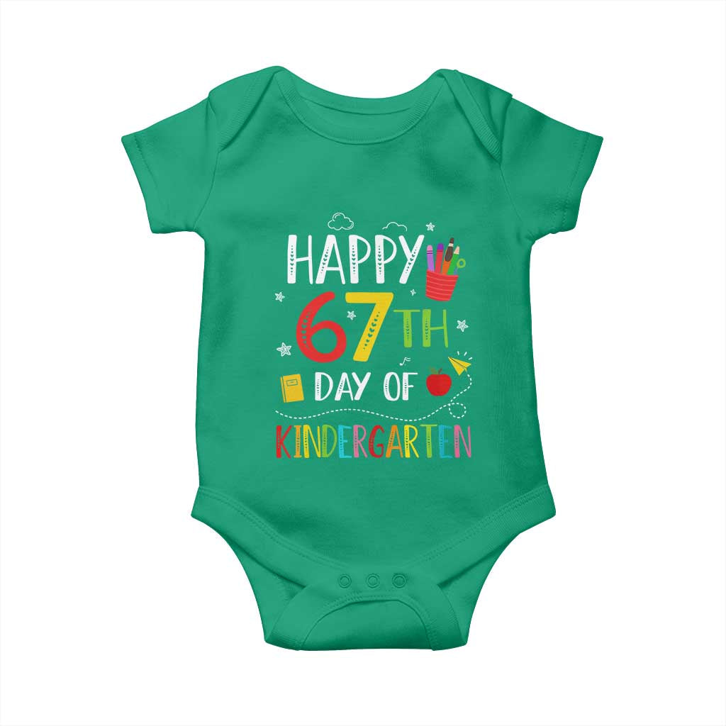 67 Days Of Kindergarten Baby Onesie Happy 67th Day Of School Teachers Student Meme TS10 Irish Green Print Your Wear