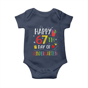 67 Days Of Kindergarten Baby Onesie Happy 67th Day Of School Teachers Student Meme TS10 Navy Print Your Wear