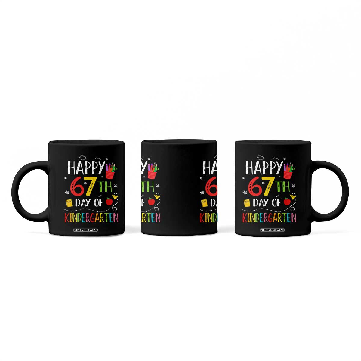 67 Days Of Kindergarten Coffee Mug Happy 67th Day Of School Teachers Student Meme TS10 Print Your Wear