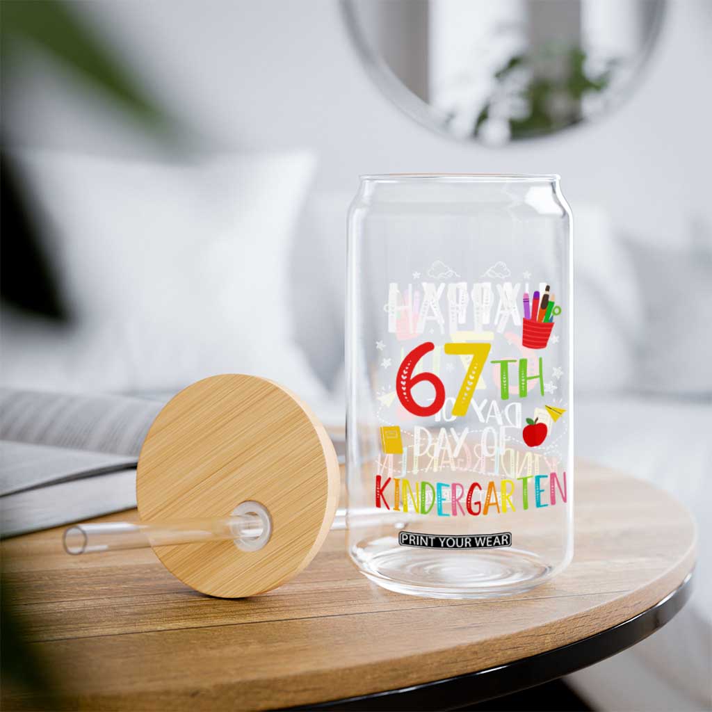 67 Days Of Kindergarten Glass Can Happy 67th Day Of School Teachers Student Meme TS10 Print Your Wear