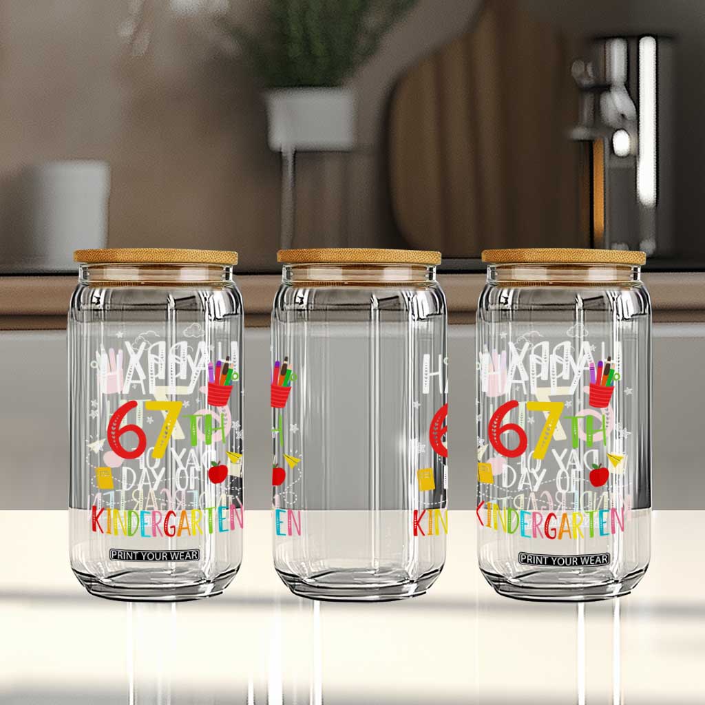 67 Days Of Kindergarten Glass Can Happy 67th Day Of School Teachers Student Meme TS10 Print Your Wear