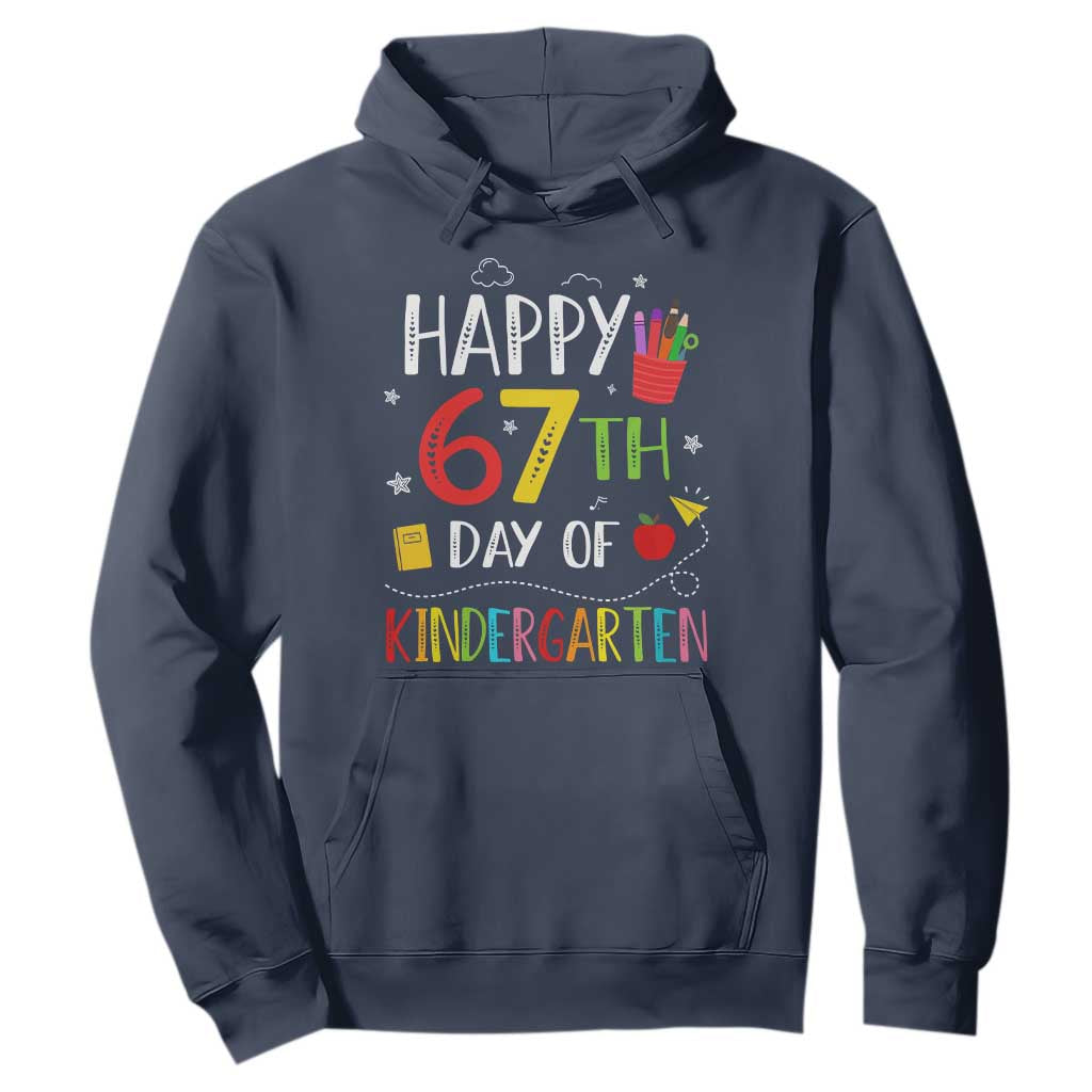 67 Days Of Kindergarten Hoodie Happy 67th Day Of School Teachers Student Meme TS10 Navy Print Your Wear