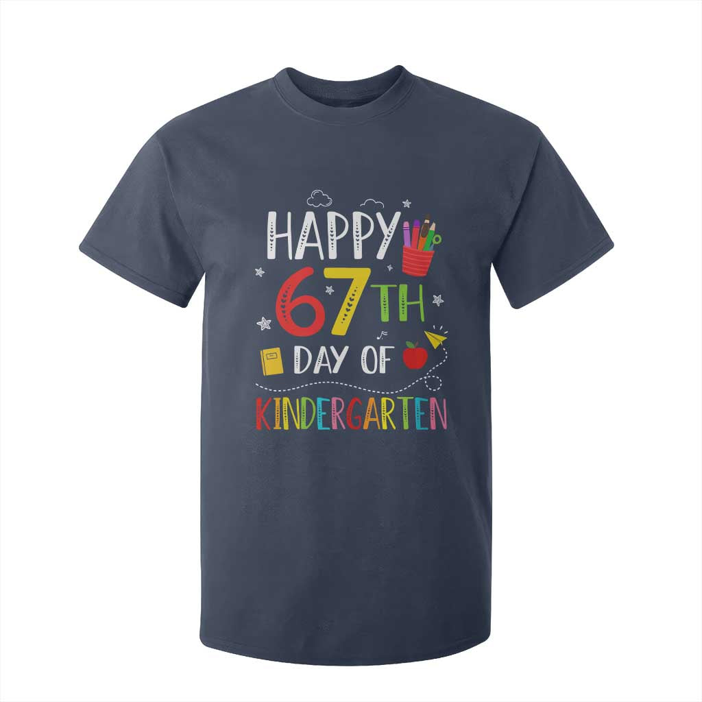 67 Days Of Kindergarten T Shirt For Kid Happy 67th Day Of School Teachers Student Meme TS10 Navy Print Your Wear