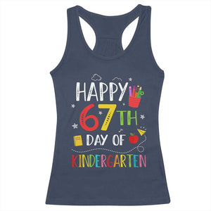 67 Days Of Kindergarten Racerback Tank Top Happy 67th Day Of School Teachers Student Meme TS10 Navy Print Your Wear