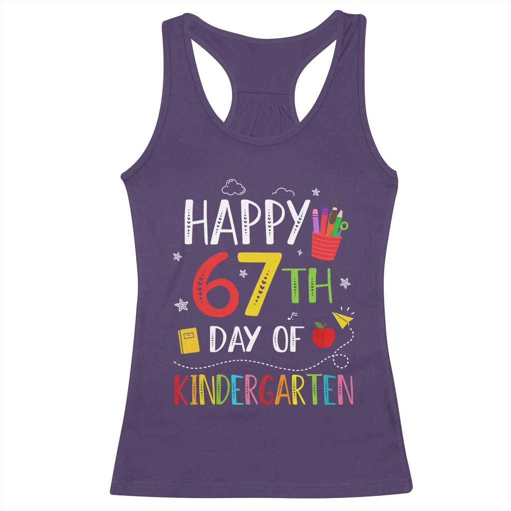 67 Days Of Kindergarten Racerback Tank Top Happy 67th Day Of School Teachers Student Meme TS10 Purple Print Your Wear