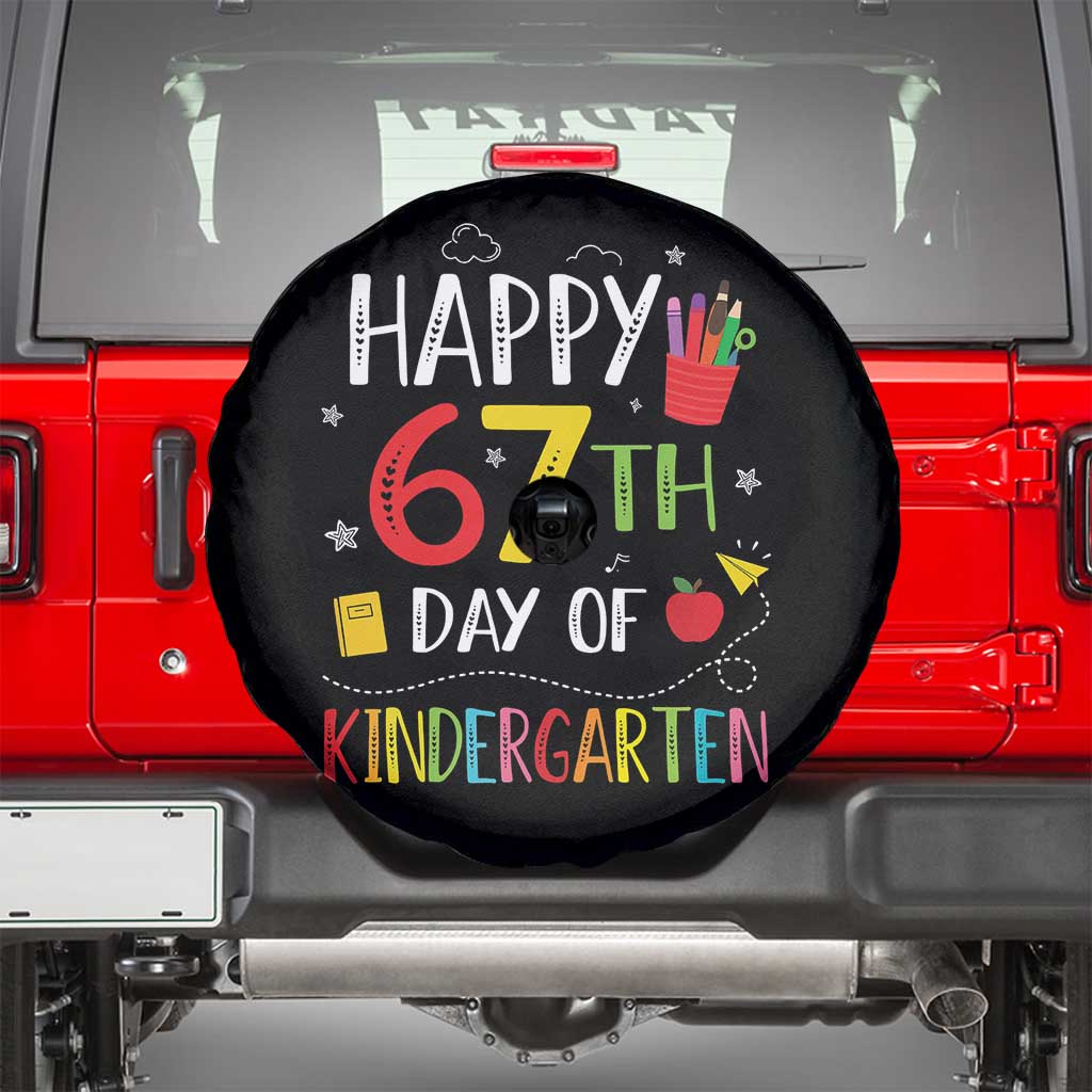 67 Days Of Kindergarten Spare Tire Cover Happy 67th Day Of School Teachers Student Meme TS10 Black Print Your Wear
