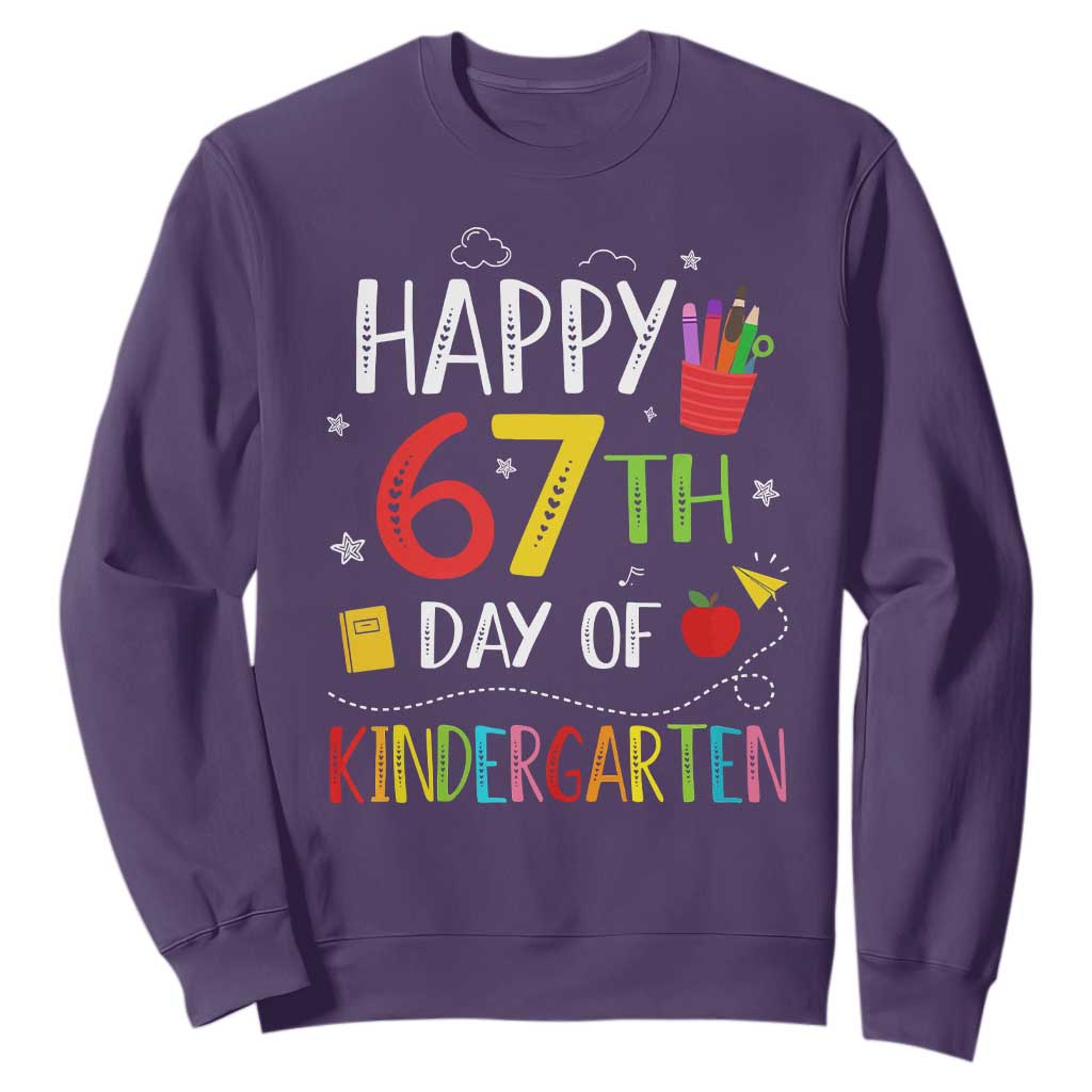 67 Days Of Kindergarten Sweatshirt Happy 67th Day Of School Teachers Student Meme TS10 Purple Print Your Wear