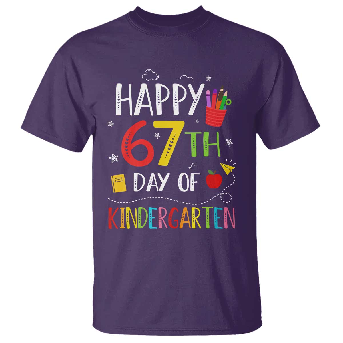 67 Days Of Kindergarten T Shirt Happy 67th Day Of School Teachers Student Meme TS10 Purple Print Your Wear