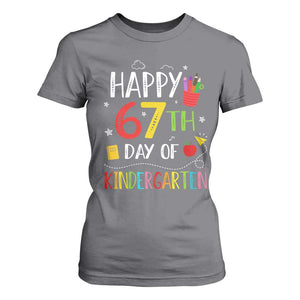 67 Days Of Kindergarten T Shirt For Women Happy 67th Day Of School Teachers Student Meme TS10 Charcoal Print Your Wear