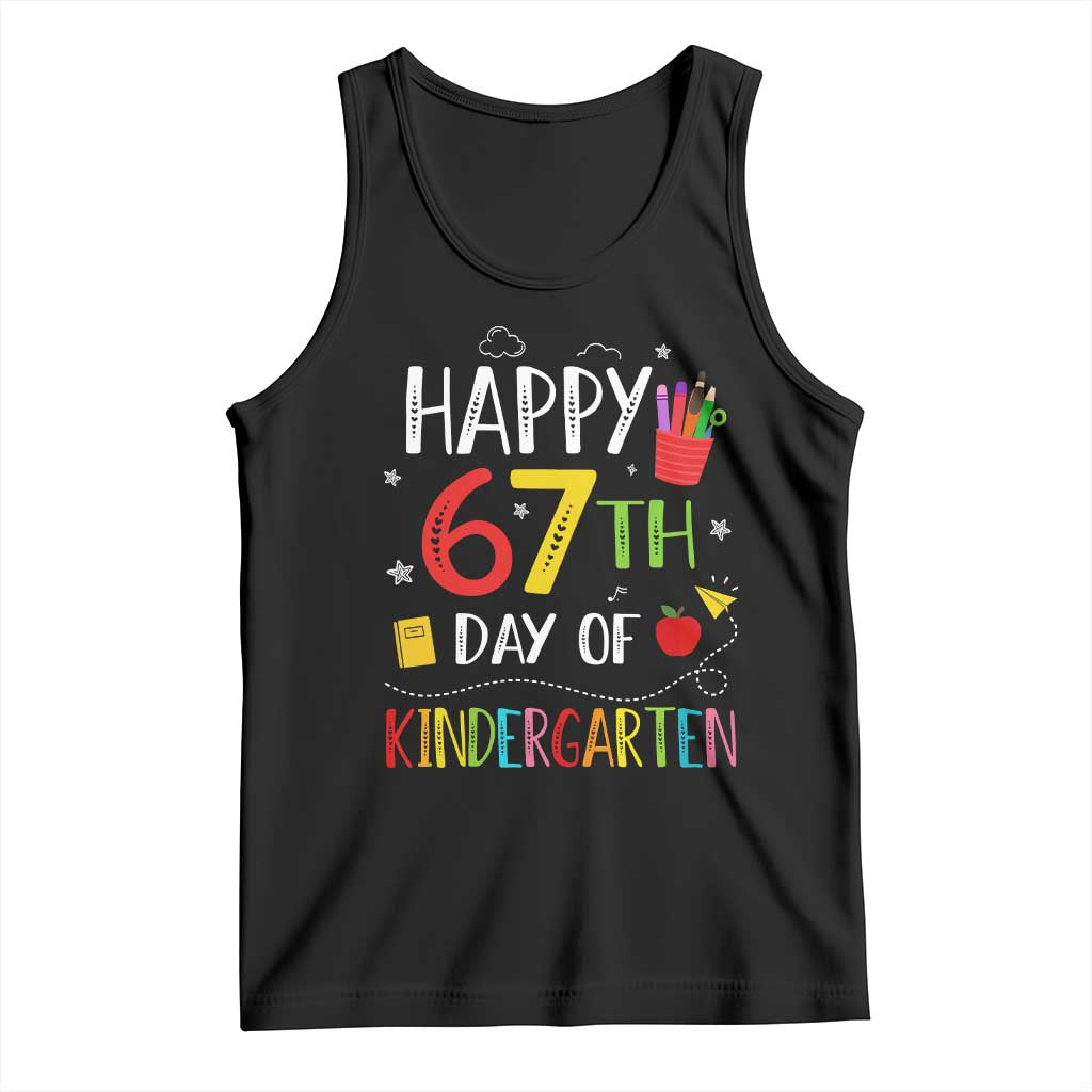 67 Days Of Kindergarten Tank Top Happy 67th Day Of School Teachers Student Meme TS10 Black Print Your Wear