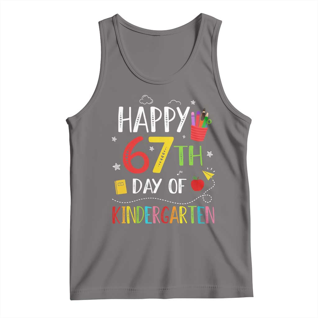 67 Days Of Kindergarten Tank Top Happy 67th Day Of School Teachers Student Meme TS10 Deep Heather Print Your Wear