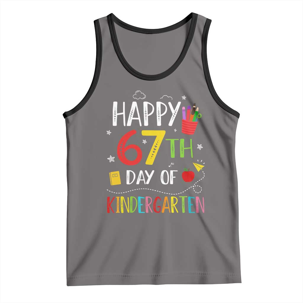 67 Days Of Kindergarten Tank Top Happy 67th Day Of School Teachers Student Meme TS10 Deep Heather Black Print Your Wear