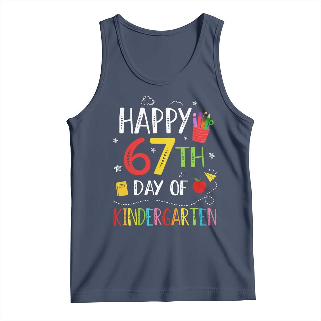 67 Days Of Kindergarten Tank Top Happy 67th Day Of School Teachers Student Meme TS10 Navy Print Your Wear