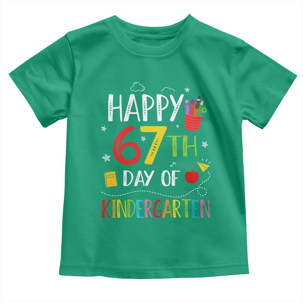 67 Days Of Kindergarten Toddler T Shirt Happy 67th Day Of School Teachers Student Meme TS10 Irish Green Print Your Wear