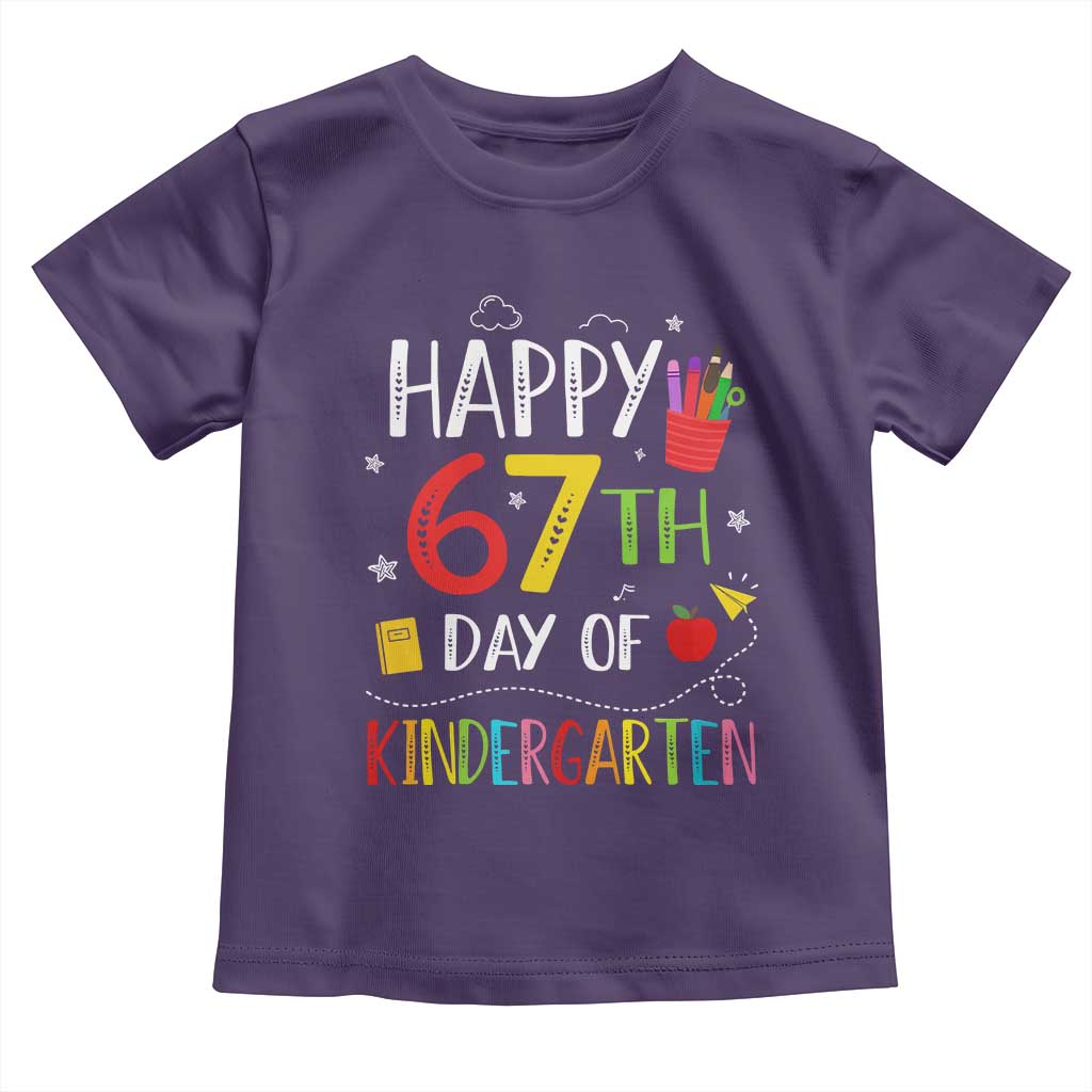 67 Days Of Kindergarten Toddler T Shirt Happy 67th Day Of School Teachers Student Meme TS10 Purple Print Your Wear