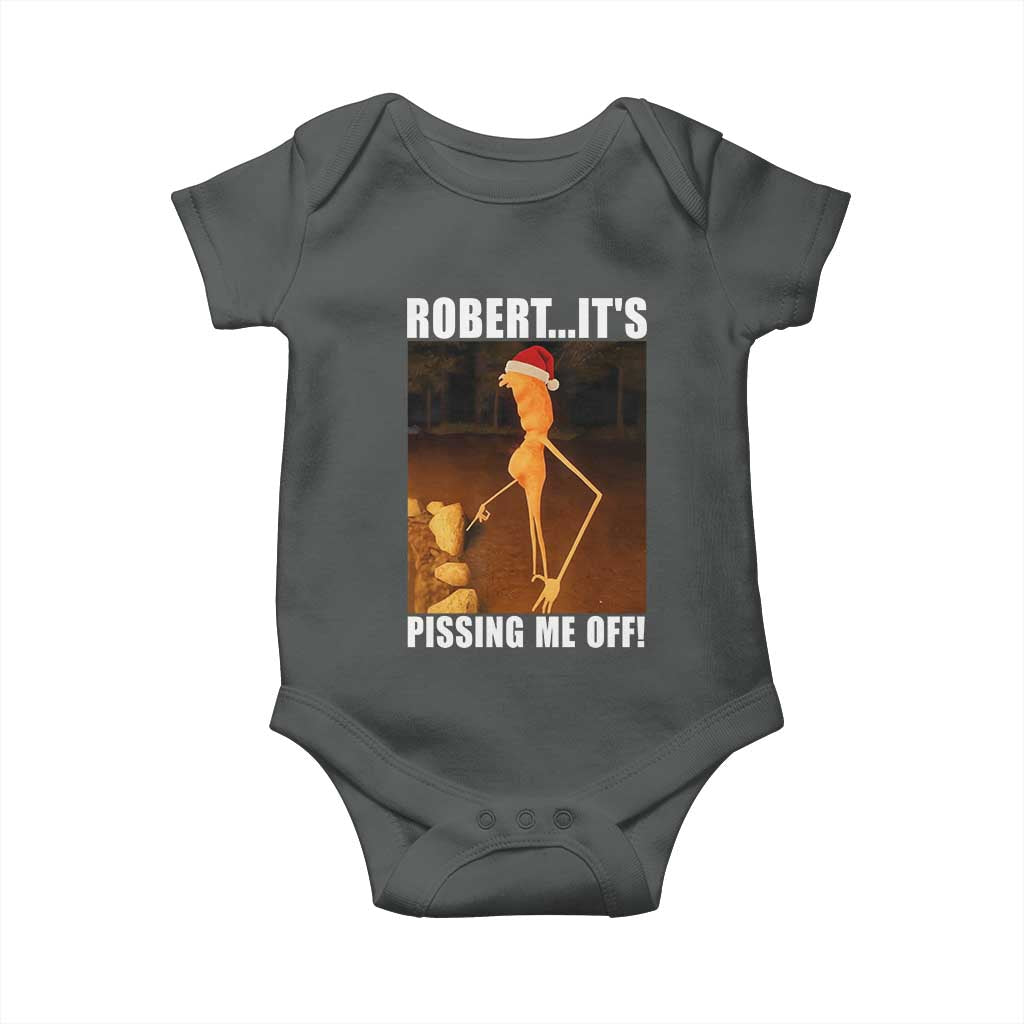 Marcus The Worm Christmas Baby Onesie Robert Its Pissing Me Off Xmas Meme TS10 Dark Heather Print Your Wear